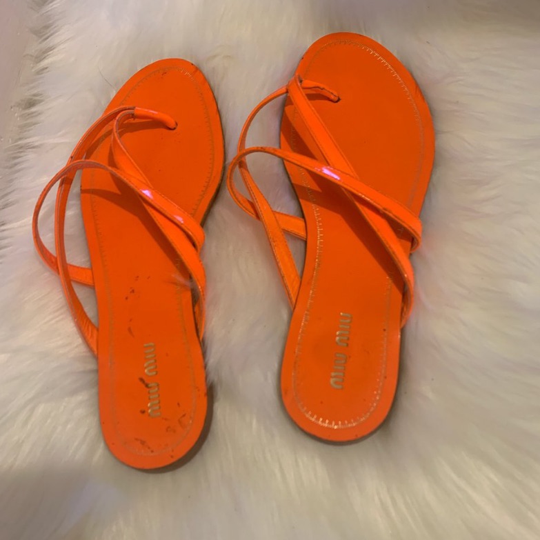 Miu Miu Patent Leather Slide Sandals